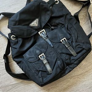 Black nylon prada backpack small AUTHENTICATED